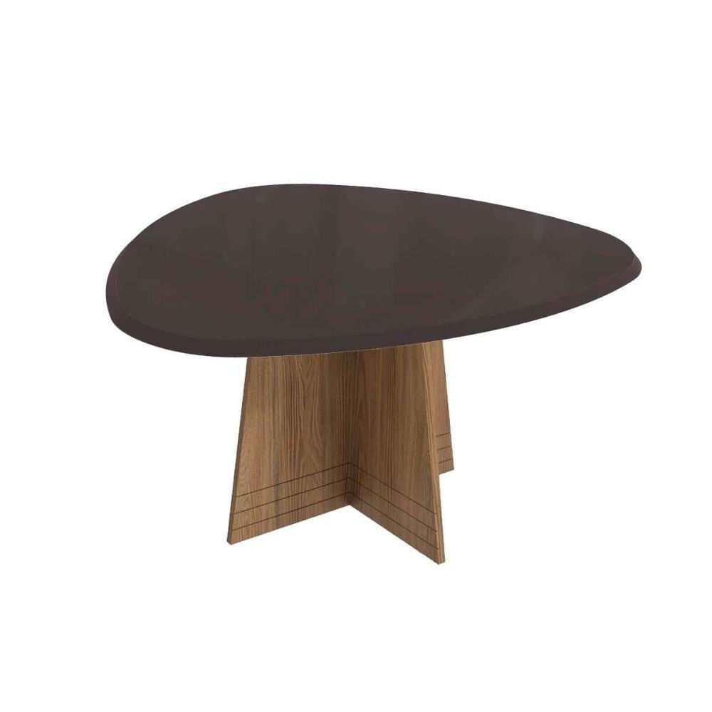 Mesa De Sala Jantar Lótus C- Tampo Madeirado C- Vidro 105x135cm Nogueira-preto Fosco-vidro Preto - Kappesberg