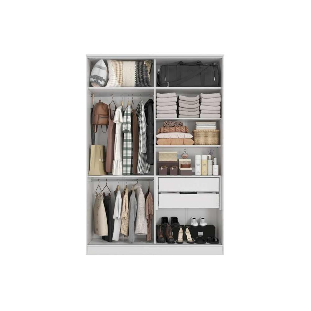 Modulado De Quarto Guarda Roupa C- 2 Portas De Correr E 2 Gavetas N537 Adapt Branco-macadamia