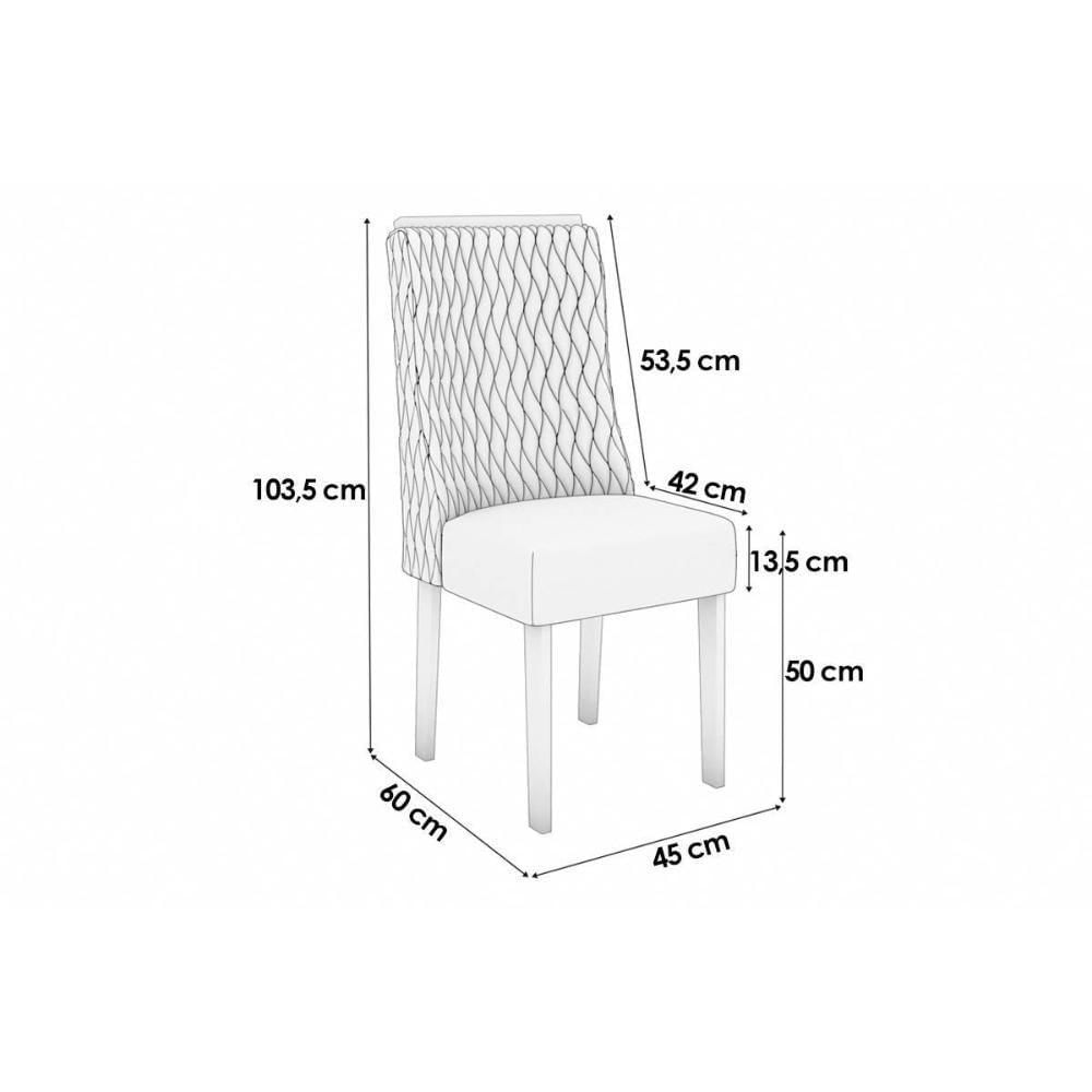 Cadeira Sala De Jantar 2cad158ng Kit 6 Un Nogueira-veludo Bege A036 - Kappesberg