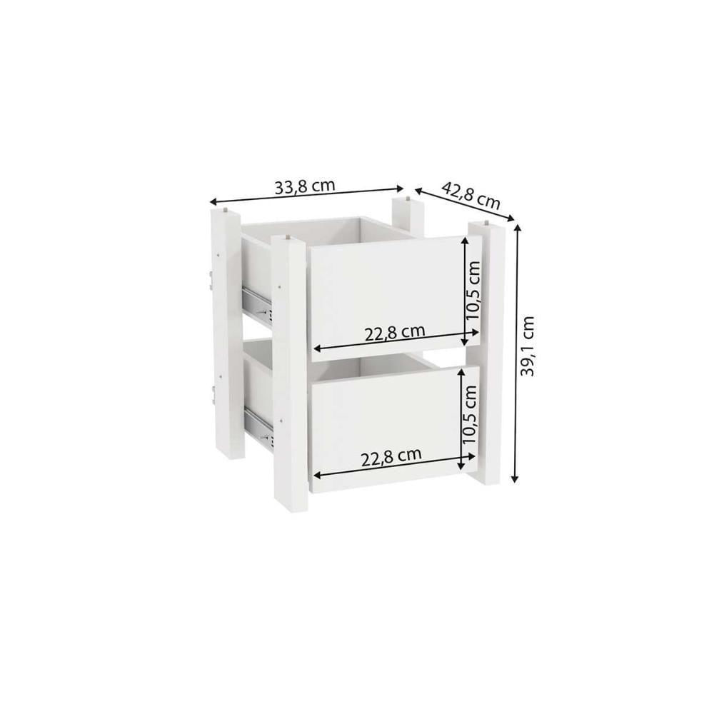 Modulado De Quarto Kit 2 Gavetas N527 38x33x42cm Adapt Branco - Kappesberg