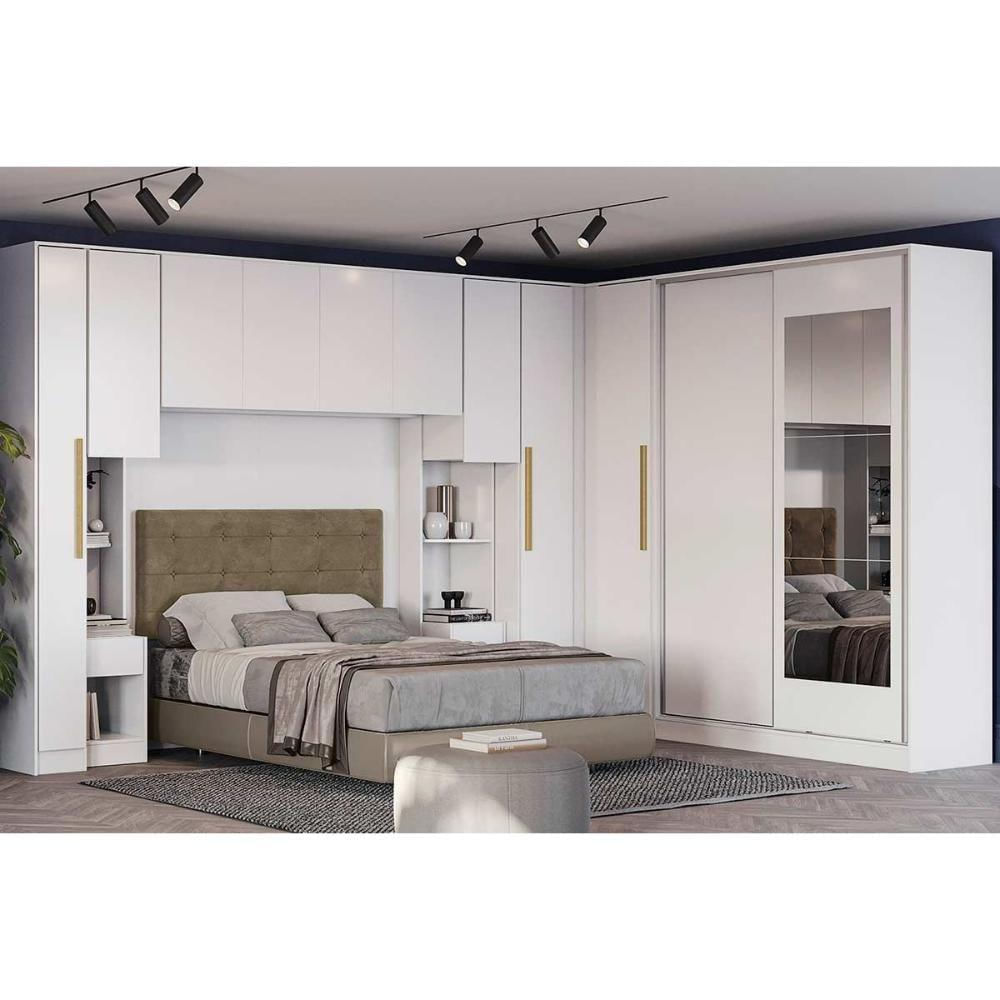 Modulado De Quarto Casal Adapt N548 Bege A036 Suede Veludo