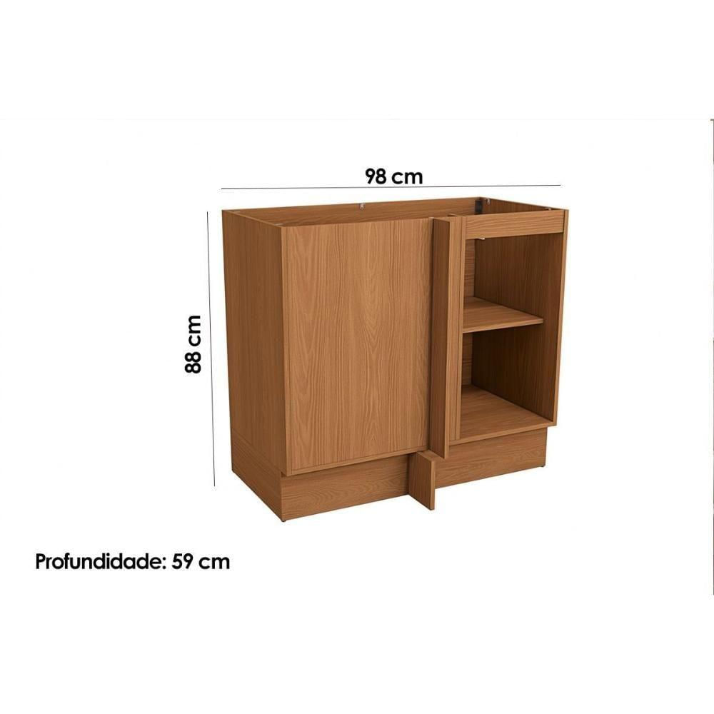 Gabinete De Cozinha Modulado Balcão Canto Reto Ciela R627 Com 1 Porta Sem Tampo 98cm Canela - Kappesberg