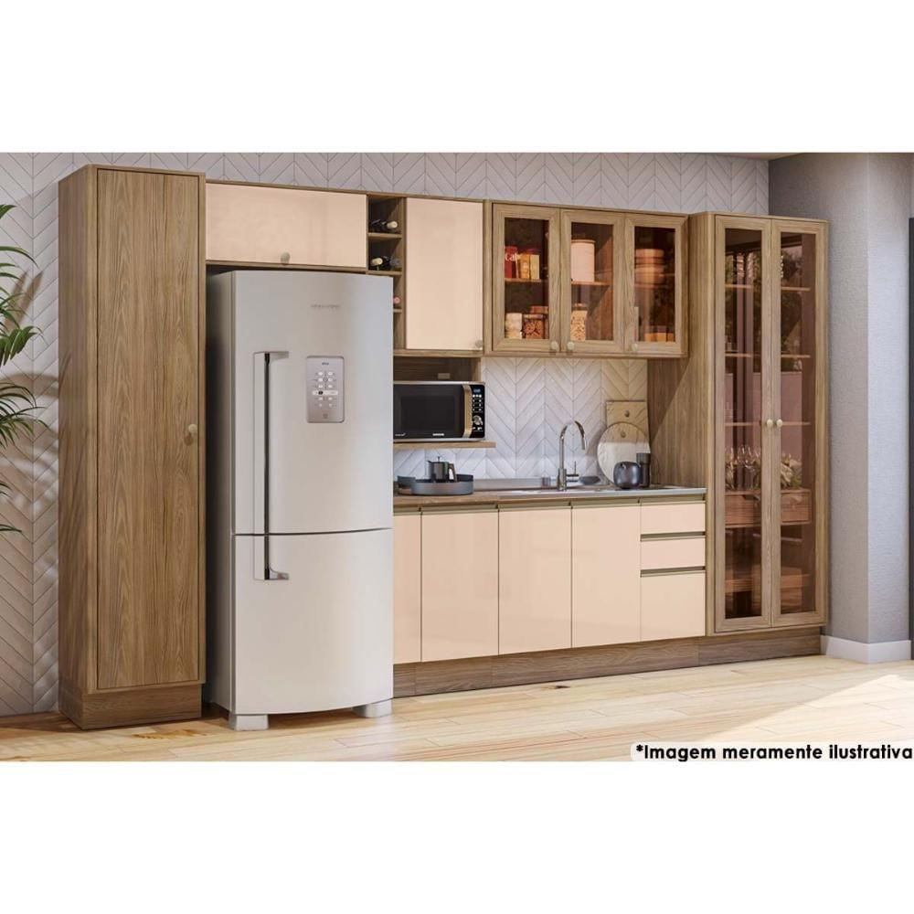 Armário Aéreo Cozinha Modulado Curve N648 Com 1 Porta Basculante 80cm Nogueira-macadamia - Kappesberg