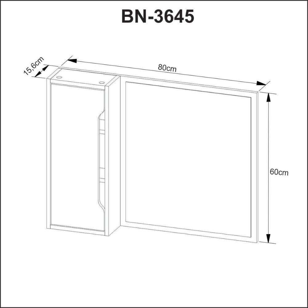 Espelheira Para Banheiro Bn3645 Branca 80x60cm Tecnomobili