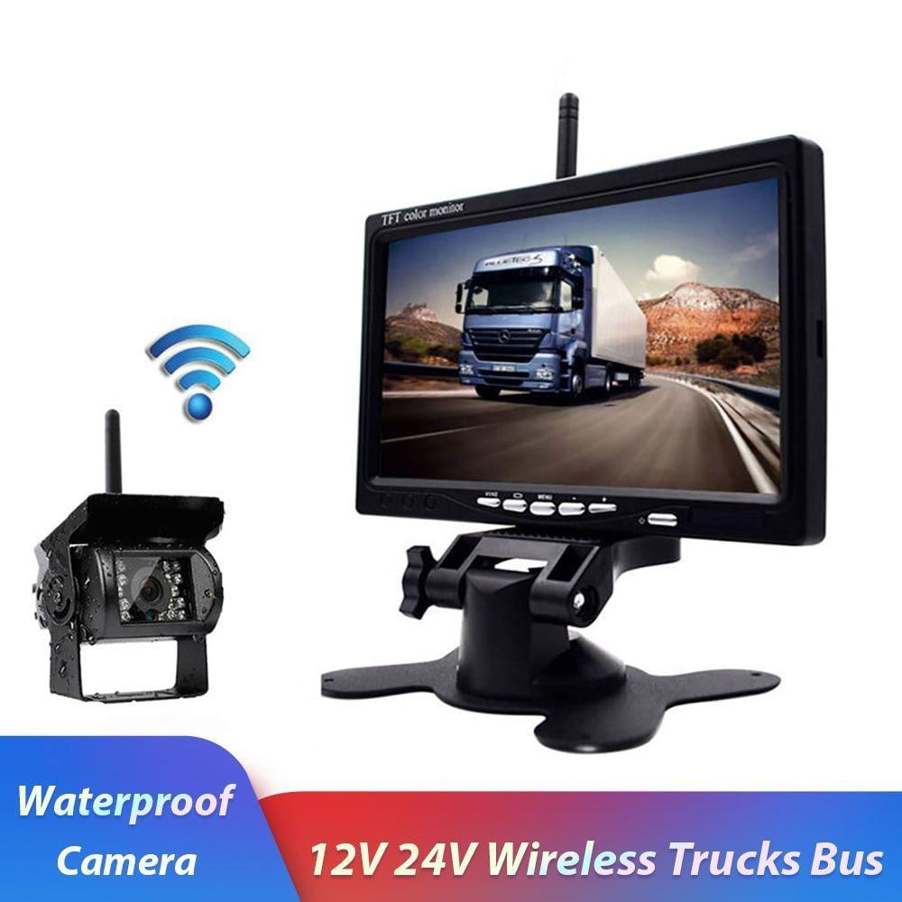 Monitor de Carro Sem Fio de 7 Polegadas com Câmera de Ré e Carregador 7 polegadas / preto