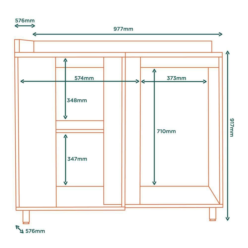 Balcao De Canto Reto Mdf 98 Cm Tosc Bt004 Freijo Freijo Mxm Freijo Freijo