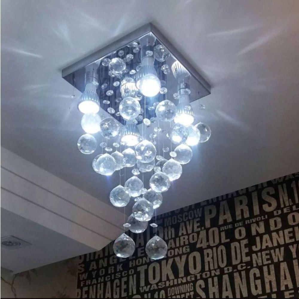 Lustre Para Sala, Quarto, Hall, Sala De Jantar, Cozinha Em Cristal K9 Base 20x20 30cm