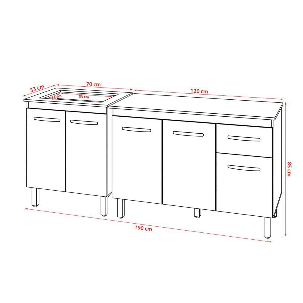 Balcão Para Cooktop 4 Bocas Fran E Armário Aline 118 Cm Cozinha Gabinete Off White Com Tampo Tampão