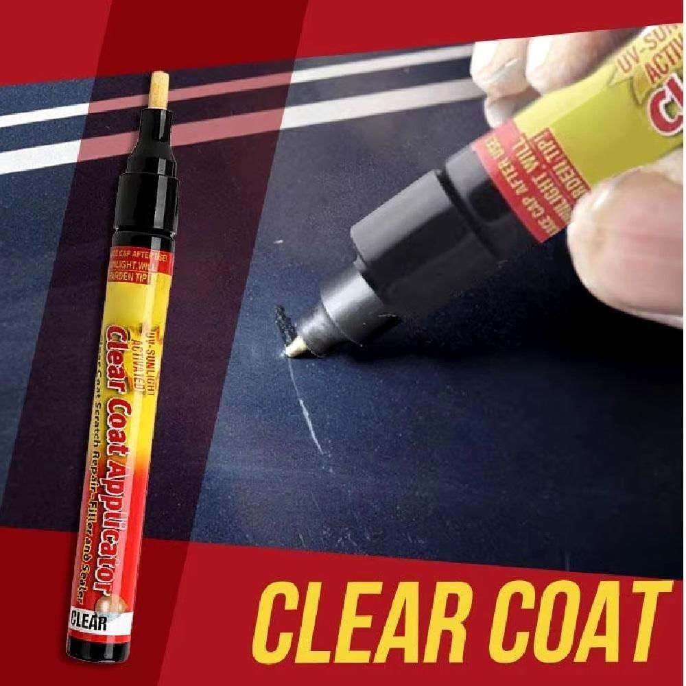 Caneta Retoque Pintura Tira Risco Veículos Tinta Incolor Carro E Moto 2 Pontas Fix It Pro