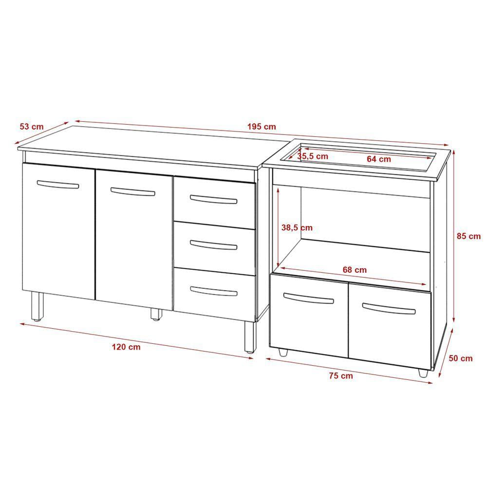 Balcão Armário Gabinete Bruna 118 Cm Preto Com Tampo E Balcão Evelyn Para Cooktop 5 Bocas Preto