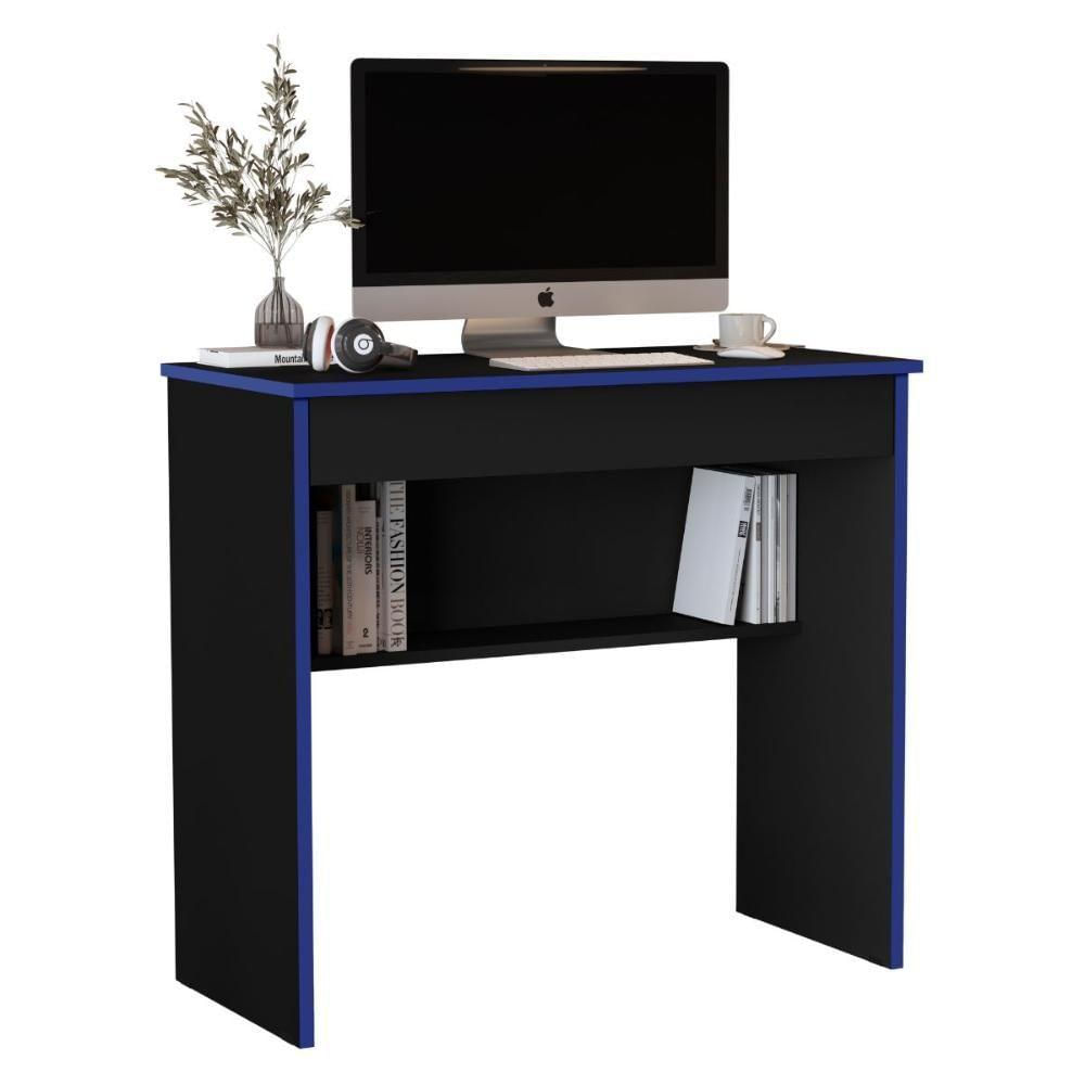 Mesa Escritório1 Gaveta Columbus 2.0 Preto Azul