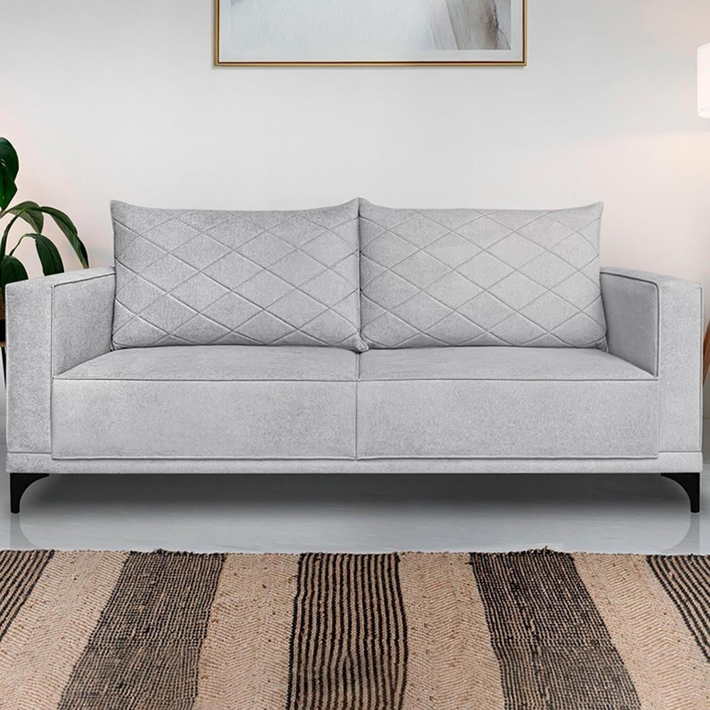 Sofa Nori 2 Lugares Pes De Ferro 180cm Linho Boucle 3302 Ezz 3302