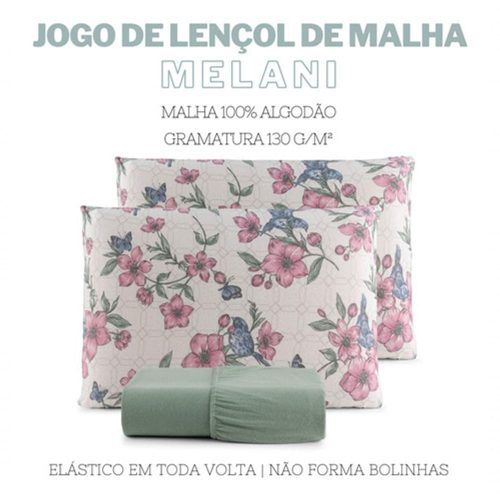 Jogo De Lençol Malha 100% Algodão 3 Peças Casal Linha Decor