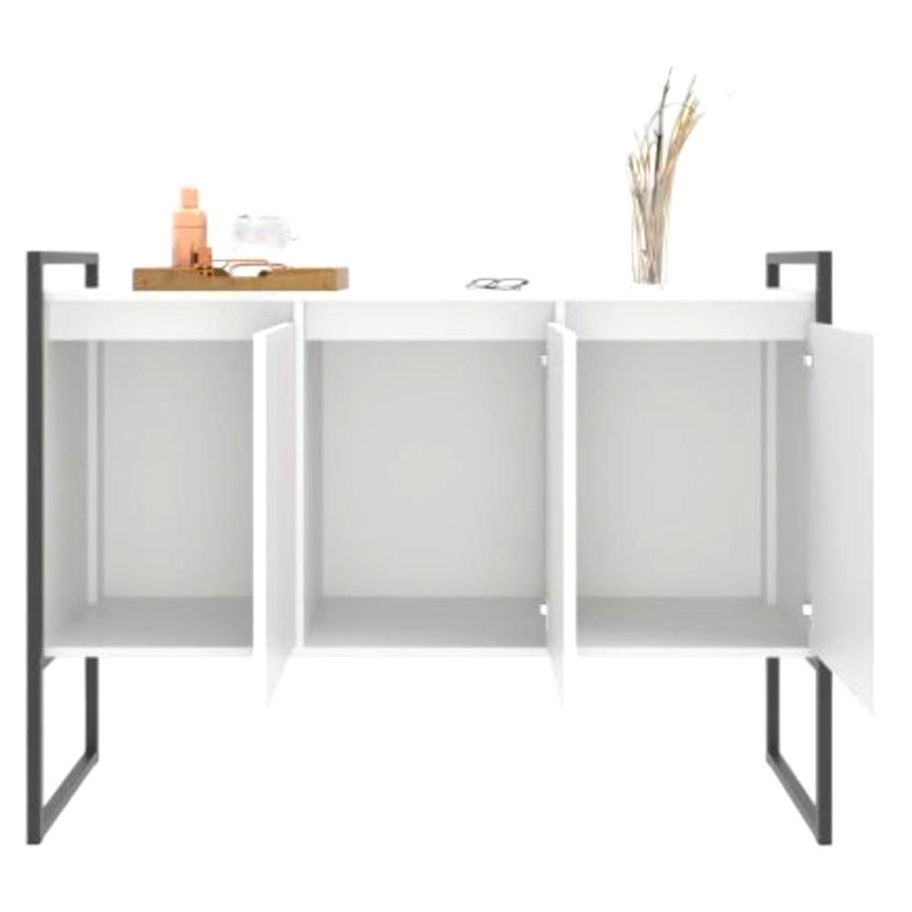 Buffet Aparador Industrial 3 Portas Para Sala De Jantar Branco