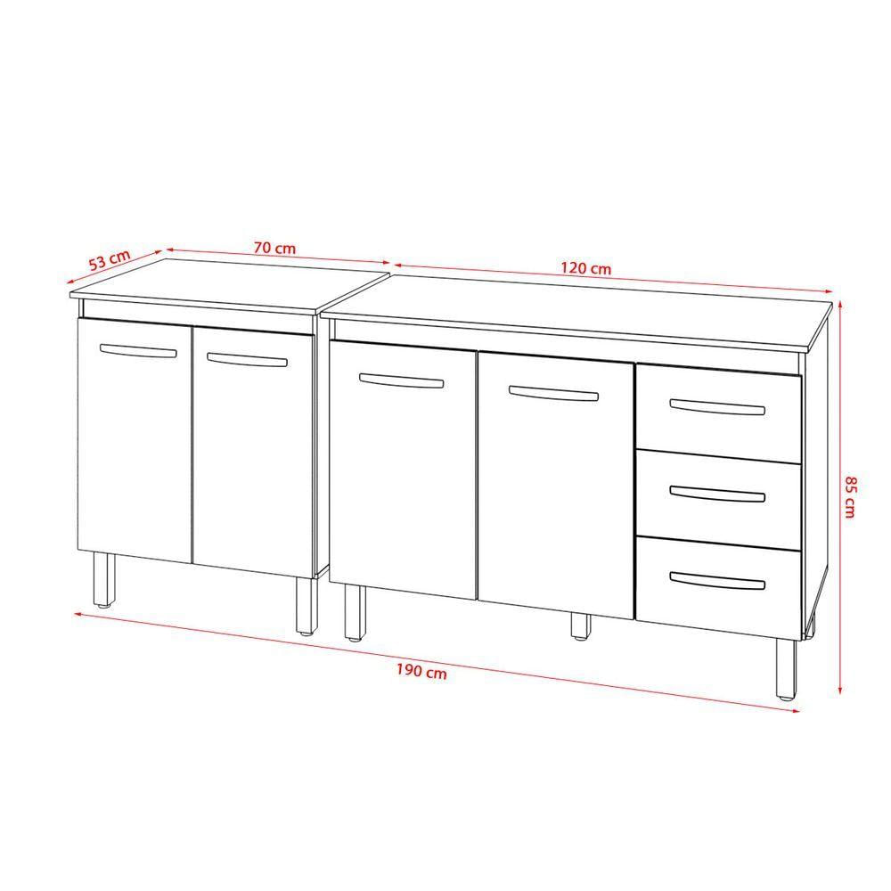 Balcão Para Microondas Ou Forno Branco E Armário Bruna 118 Cm Cozinha Gabinete Branco Com Tampo Tampão Preto