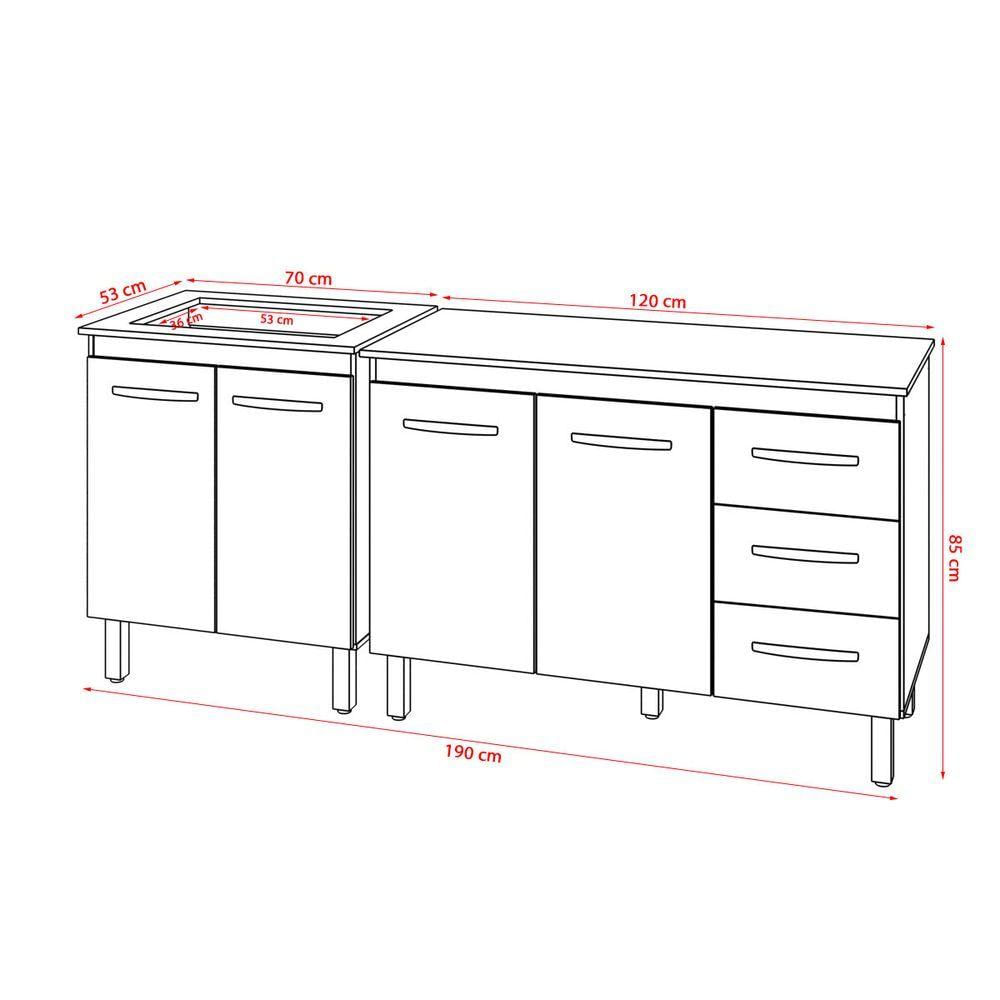 Balcão Para Cooktop 4 Bocas Fran E Armário Bruna 118 Cm Cozinha Gabinete Preto Com Tampo Tampão