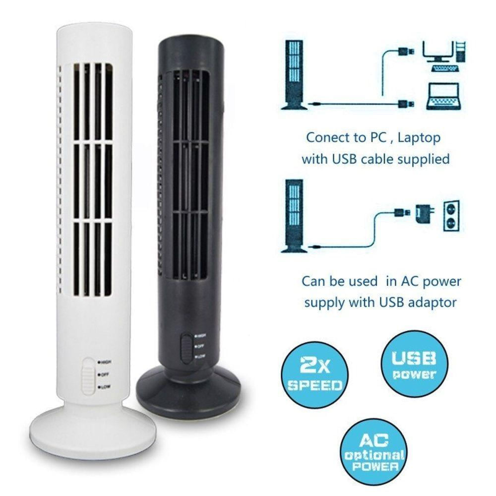 Ventilador Mesa Portátil Usb Torre Circulador Vertical 2 Velocidades Compacto Mini Multiuso Bivolt Cor:branco