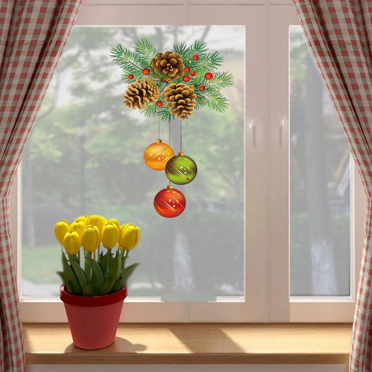 Adesivos de Janela Natalinos para Decoração com Neve e Boneco de Neve