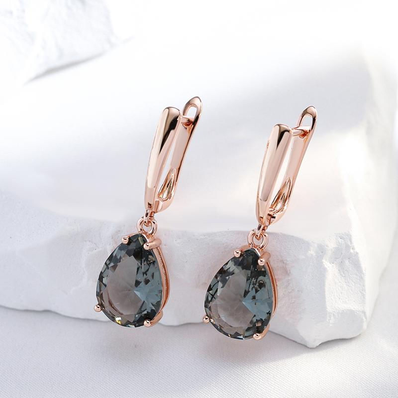 Brincos de Zircônia Cinza em Gota para Mulheres