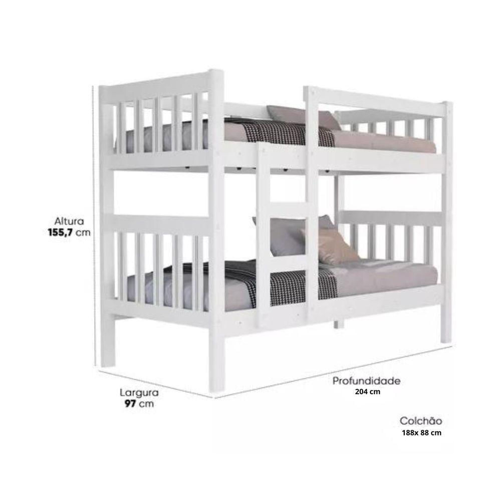 Tricama Infantil Adulto Vira 2 Camas 100% Mdf Reforçada Acompanha Auxiliar Escada Grade 3 Colchões