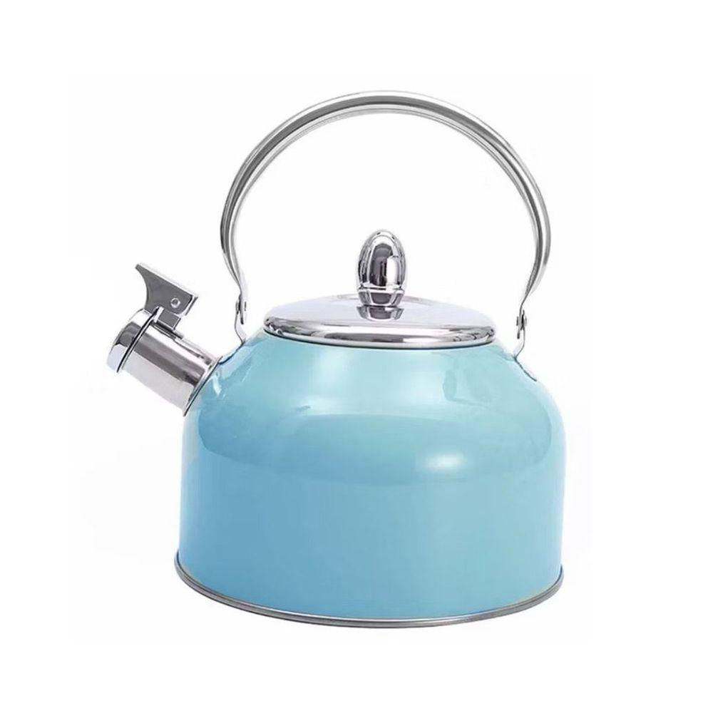 Chaleira Inox Apito 2,5 Lt Retrô Fogão Indução Gás Azul