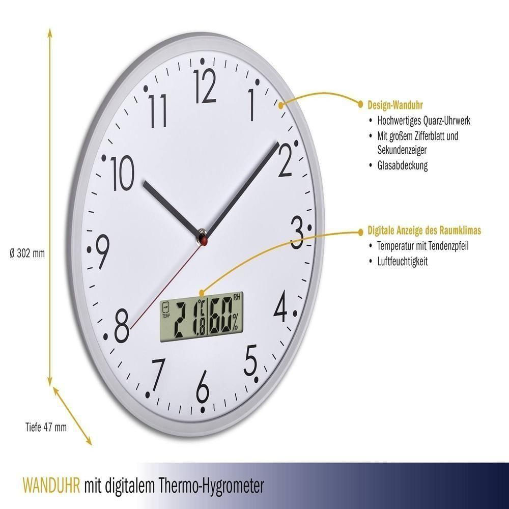 Relogio Parede Completo Termometro Digital Calendario Despertador Escritorio Sala Escritorio Consultorio Medidor Tempera