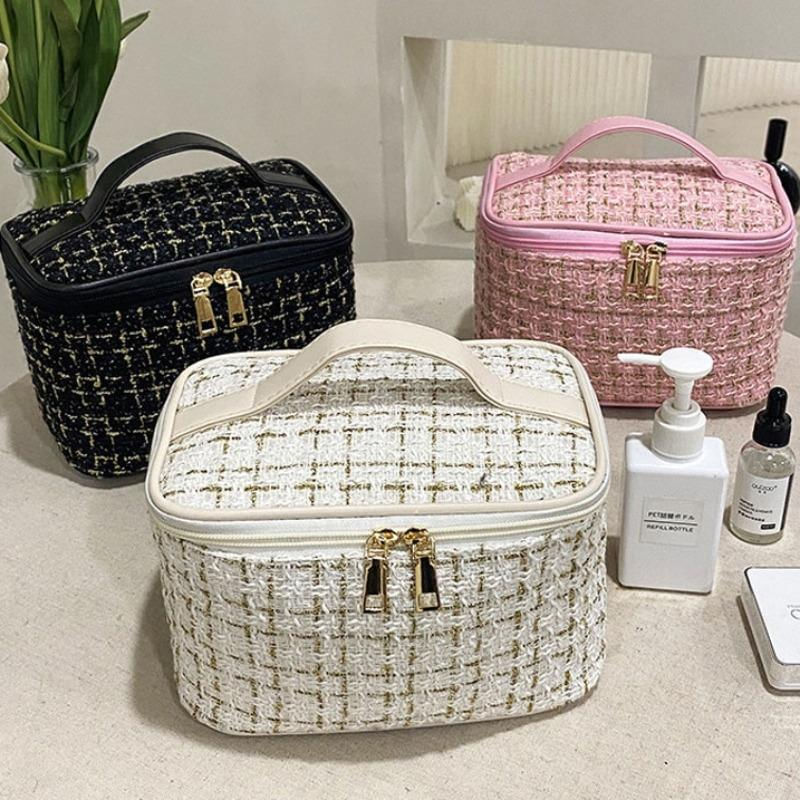 Bolsa de Maquiagem Portátil Estilo Clássico Grande Capacidade