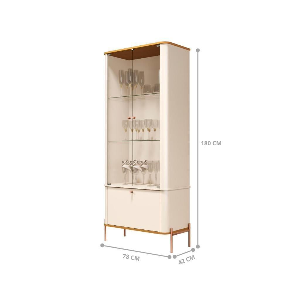 Cristaleira 2 Portas Baton Rouge Off White Nature Bronze