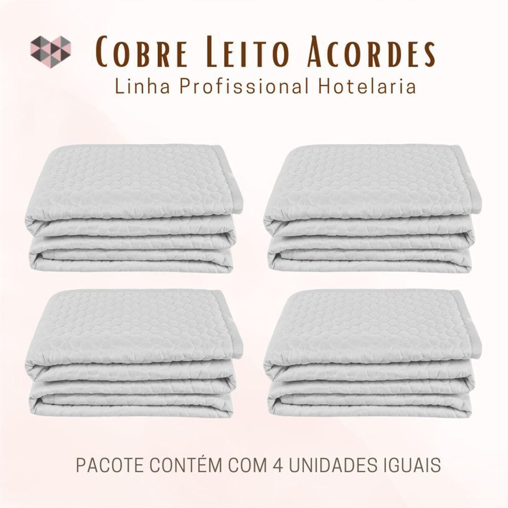 Kit 04 Cobre Leito Acordes Profissional Hotelaria Branco Casal