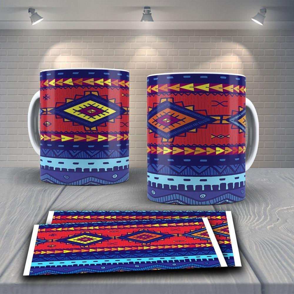 Caneca De Porcelana 325ml Decorada Tribal Tribal 4