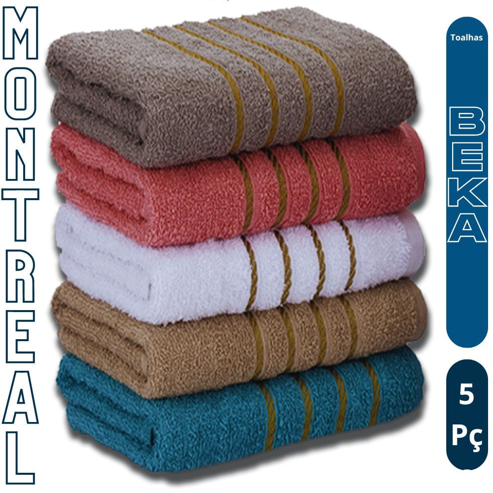 Kit 5 Toalhas de Banho Grossas Banhão 70 X 140 Beka Alta Absorção Montreal