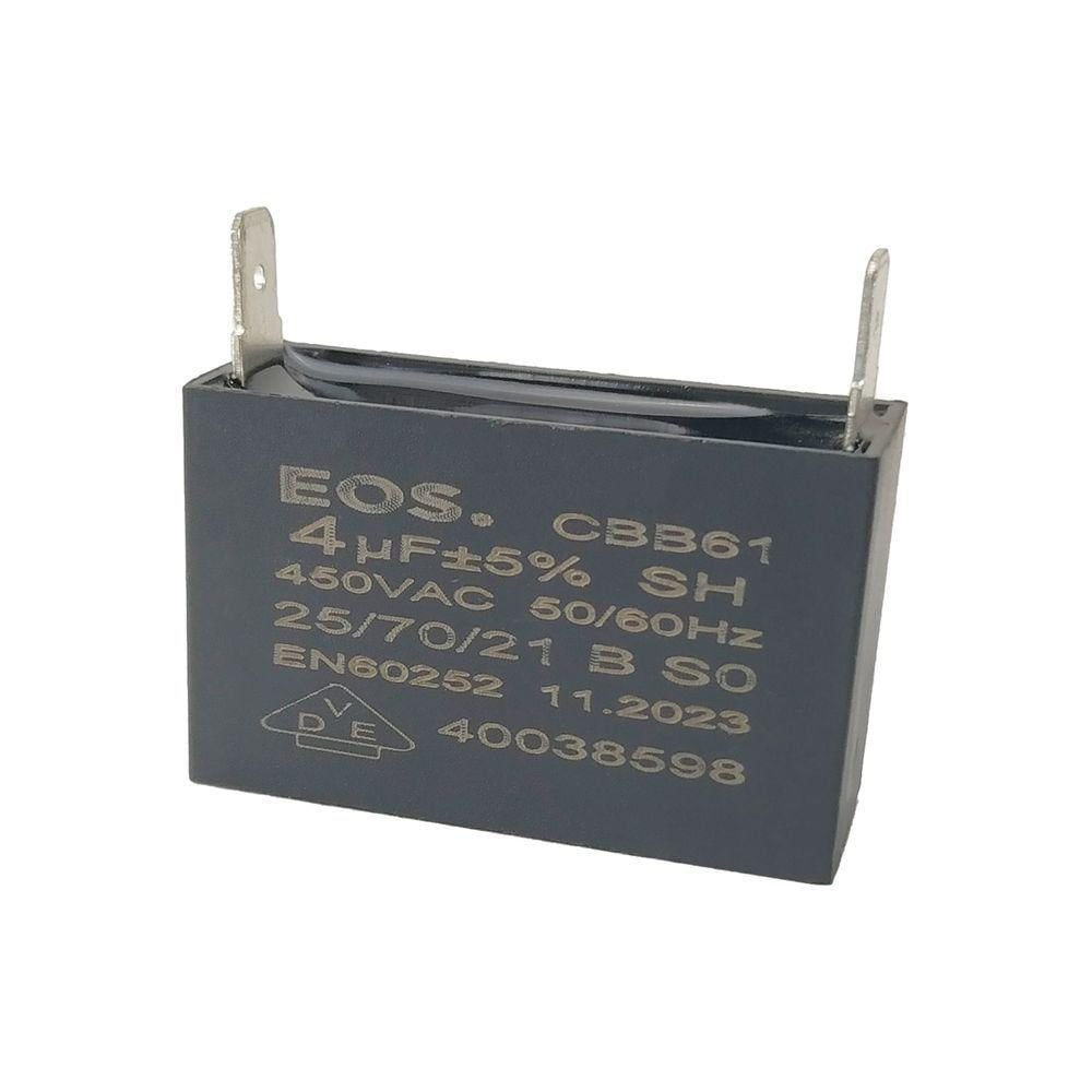 Capacitor Permanente Caixa Preto 4 Uf 450v Quadrado