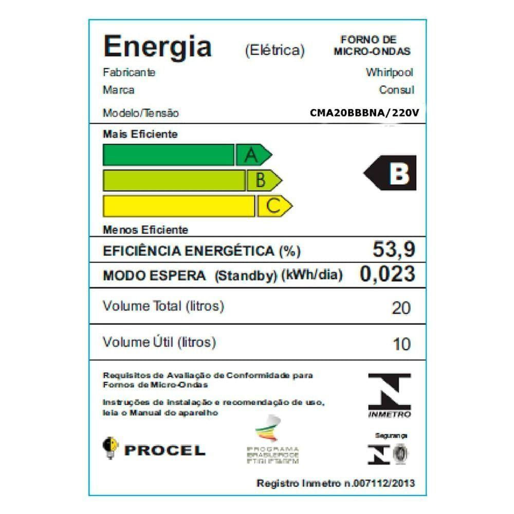 Micro-ondas Consul 20 Litros Branco CMA20BBBNA 220V