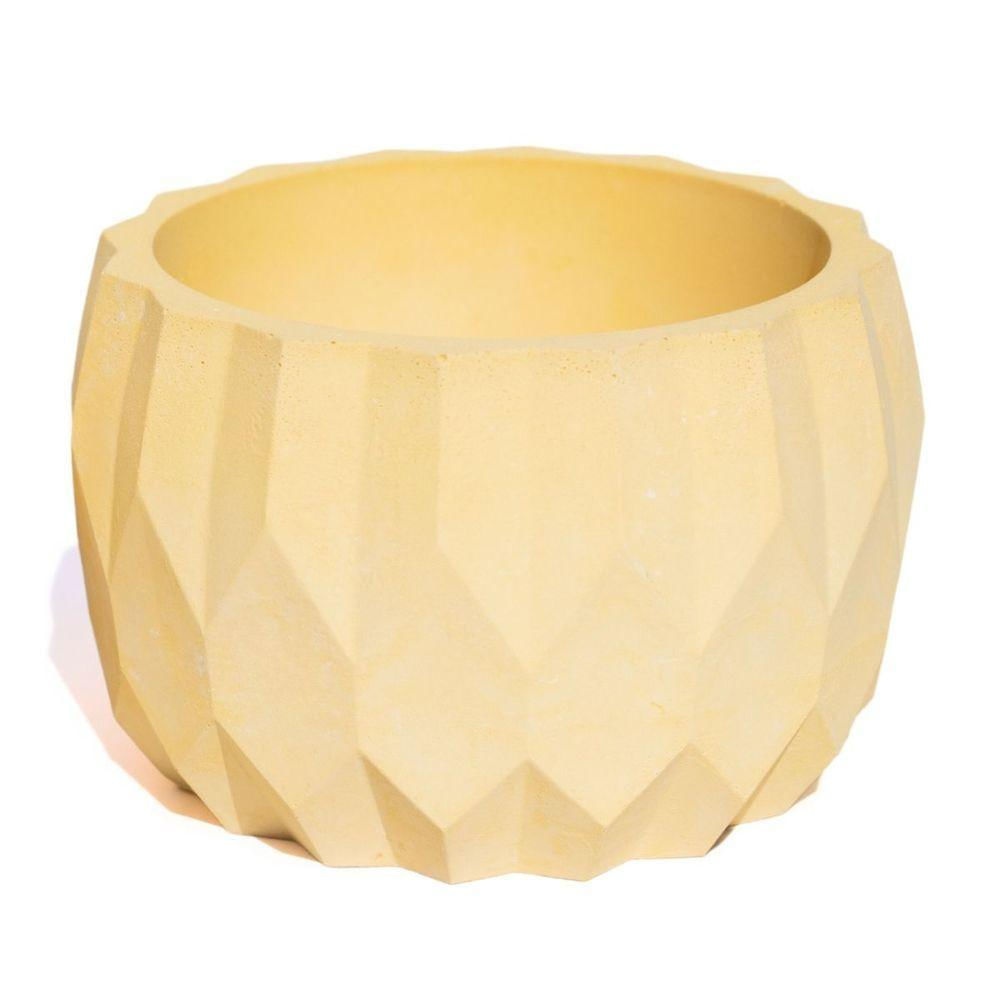 Vaso Decorativo Losangos 9,5cm Cimento Artesanal Sala E Cozinha Amarelo