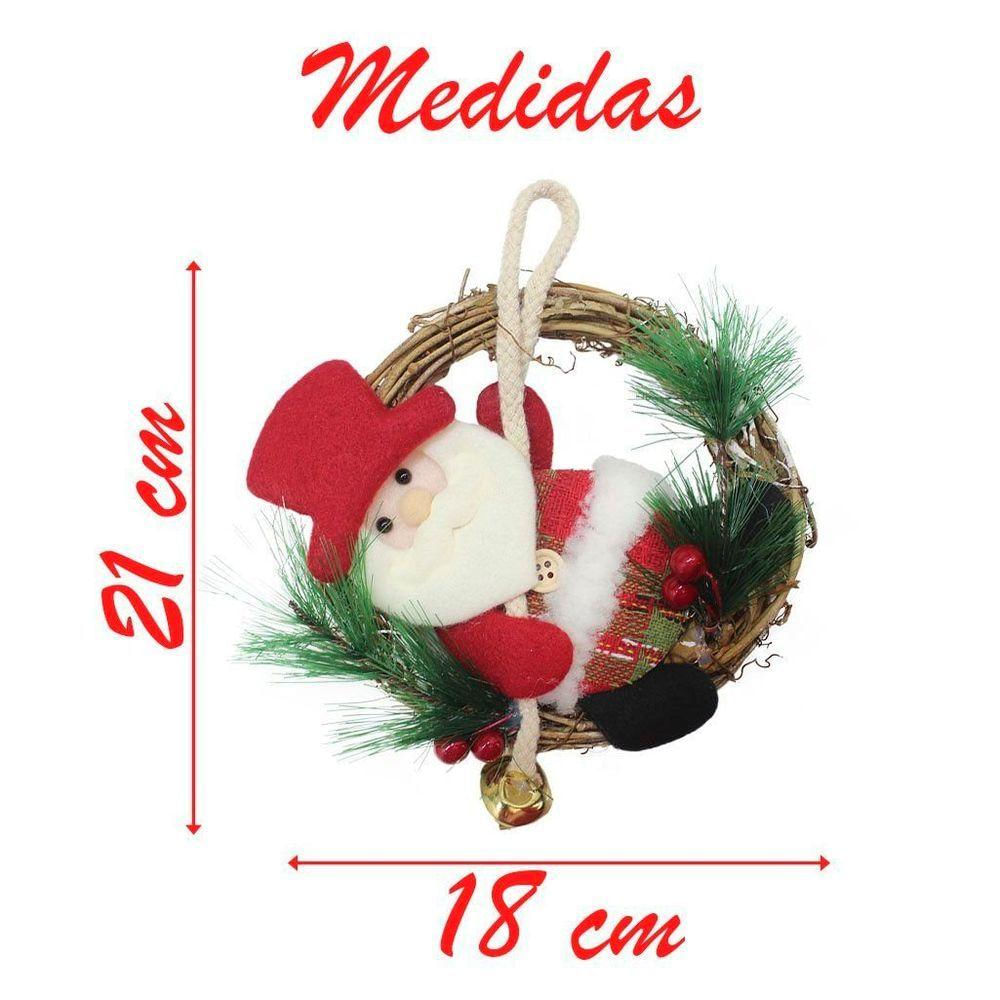 Guirlanda Natalina Enfeite De Porta Papai Noel Xadrez 21cm