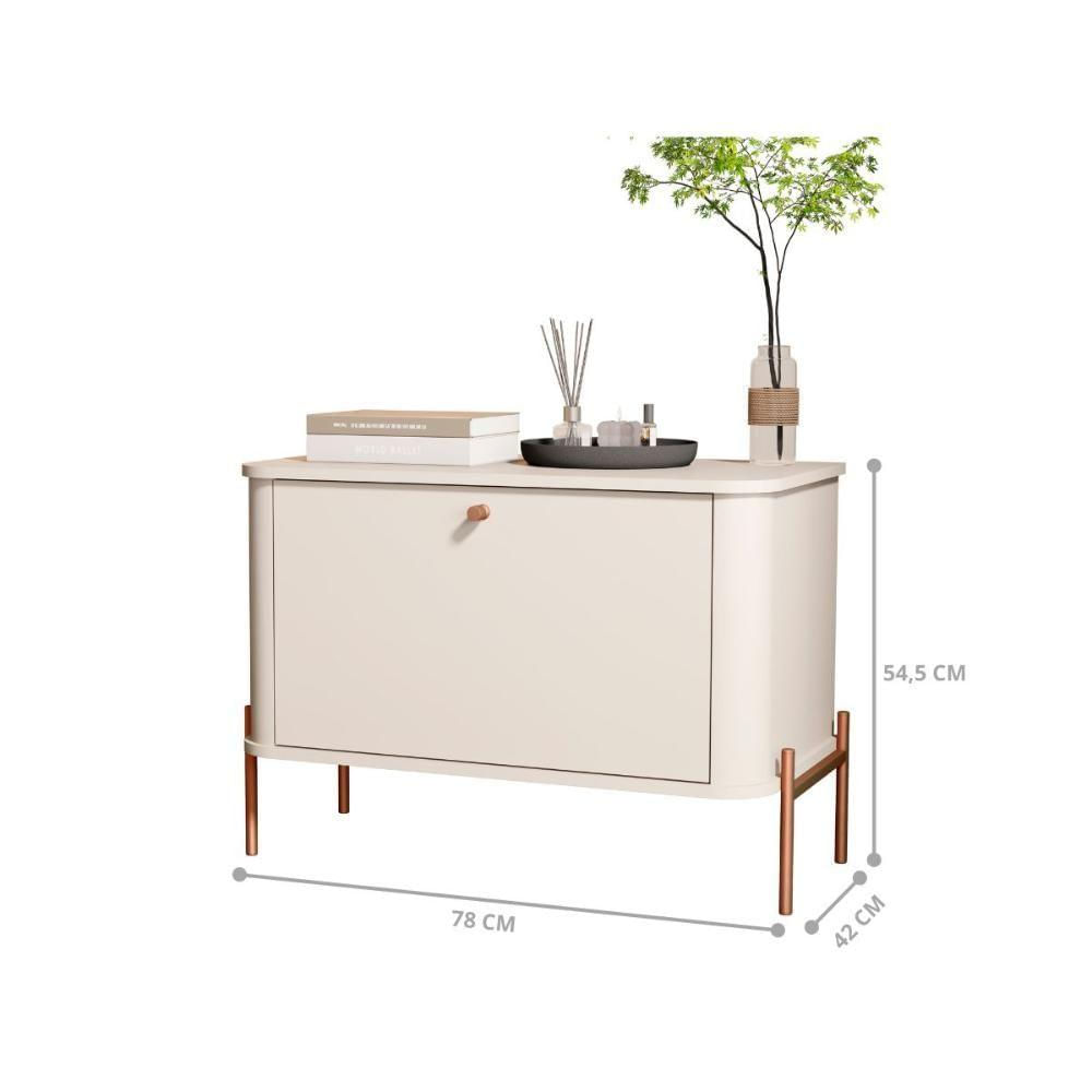 Jogo De Mesa De Cabeceira Sofia Off White Bronze