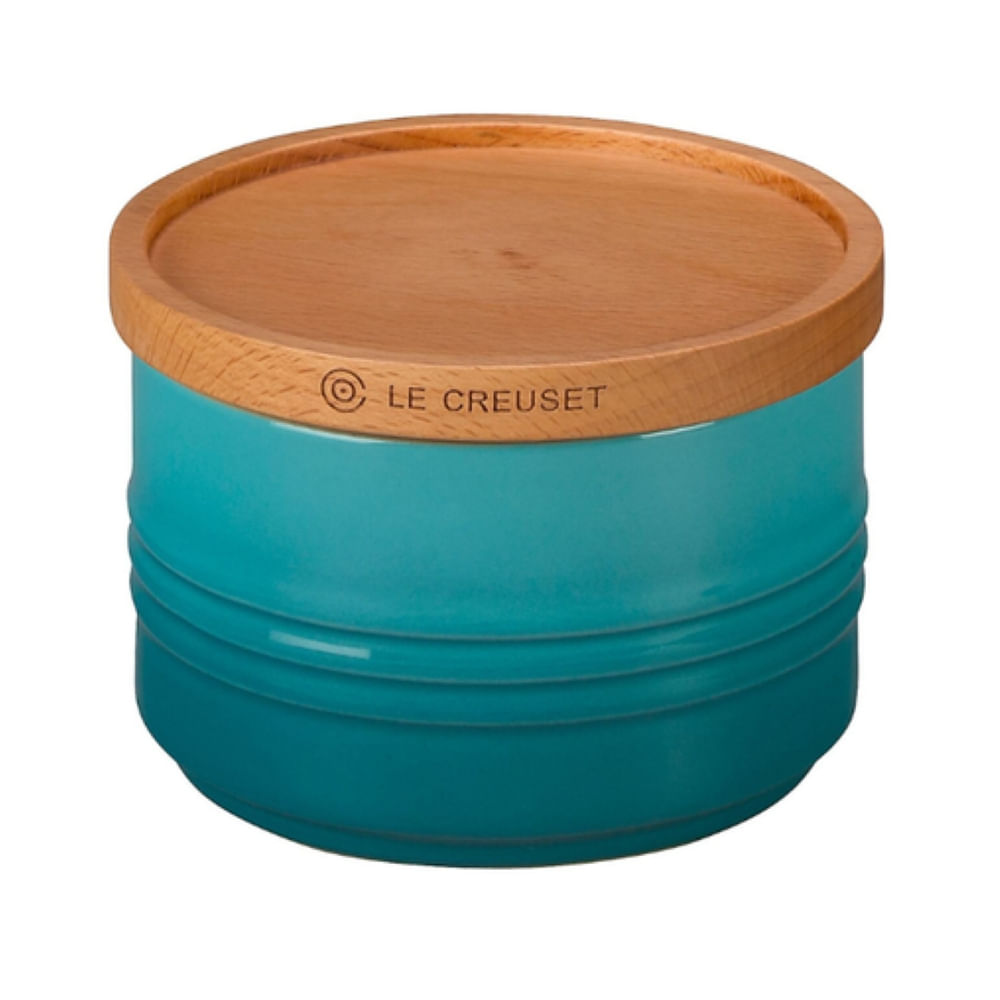 POTE LE CREUSET EM CERÂMICA COM TAMPA DE MADEIRA 220ML AZUL CARIBE 91044400490000