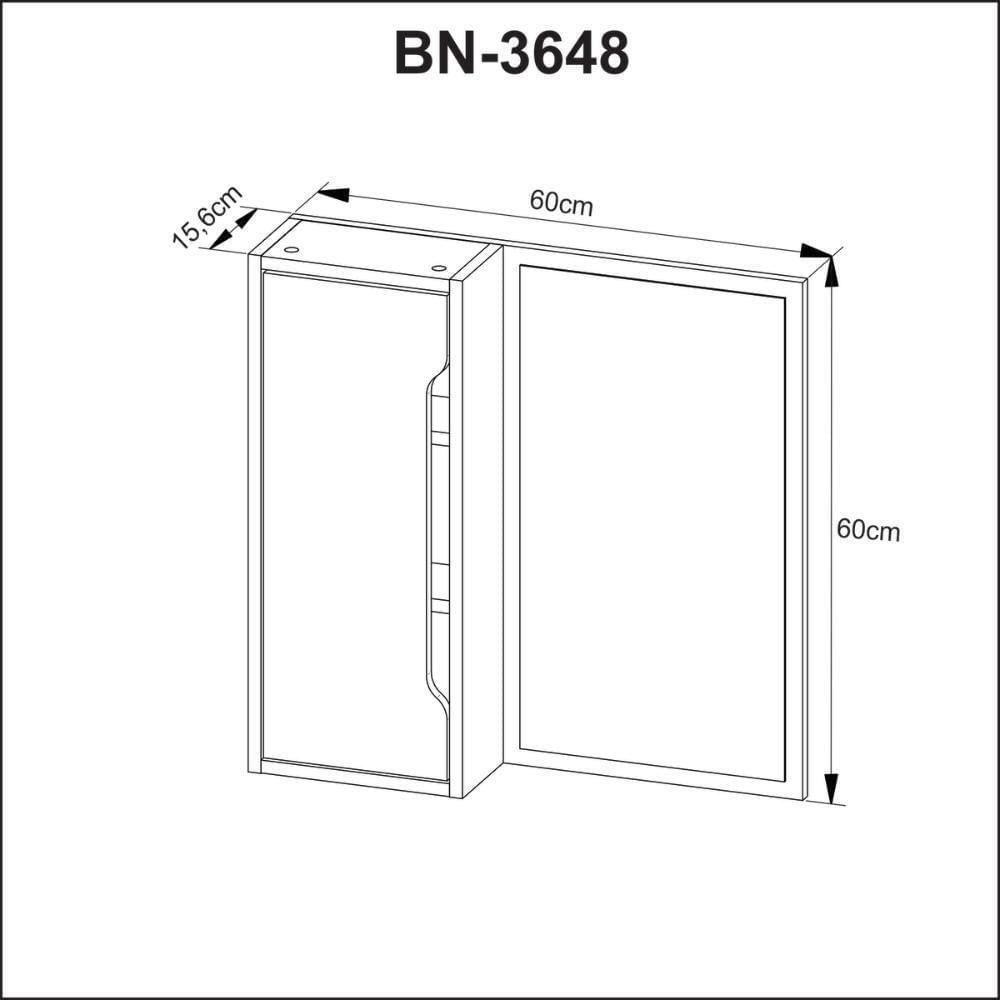 Espelheira Para Banheiro Bn3648 Mármore Branco 60x60cm Tecnomobili