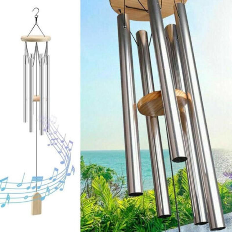 Sinos de Vento Grandes com Tom Profundo 6 Tubos para Jardim
