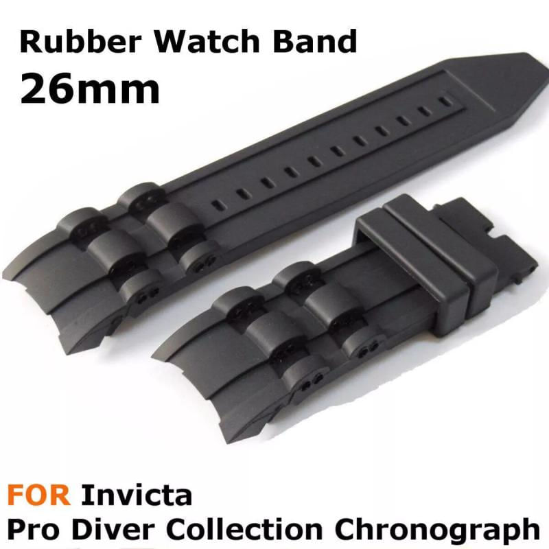 Pulseira de Relógio de Borracha Silicone Preta 26mm para Invicta Pro Diver