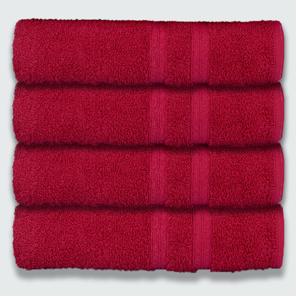 Kit 4 Toalhas de Banho 430g/m² Grande Super Grossa 80x150cm Itália Soft Cereja