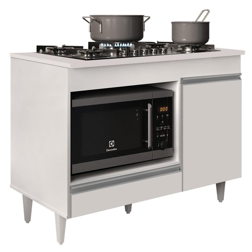 Balcão Multiuso para Cooktop 4 Bocas Georgia Branco - Lumil Móveis