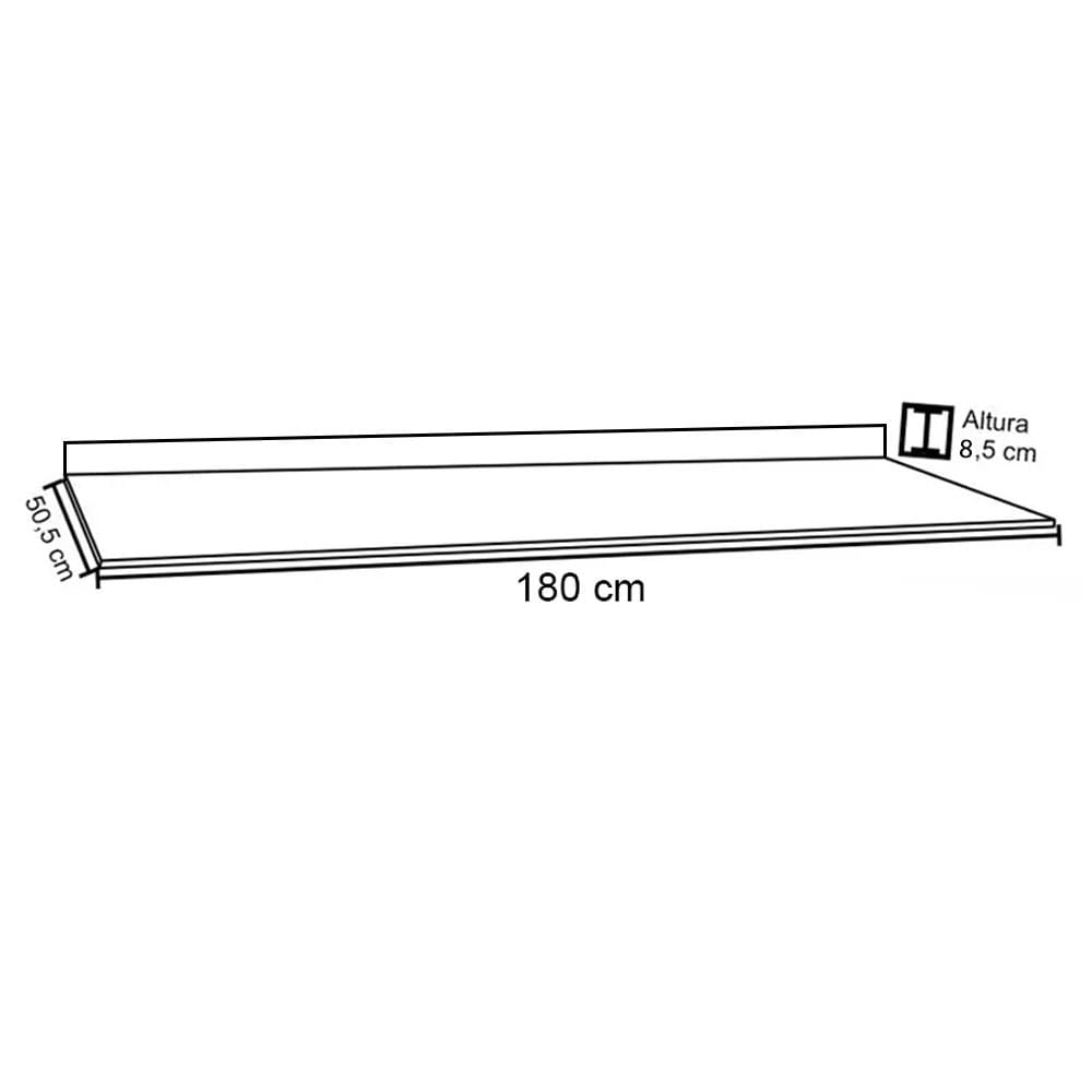 Tampo para Balcão de Cozinha 180cm MDP Branco - Lumil