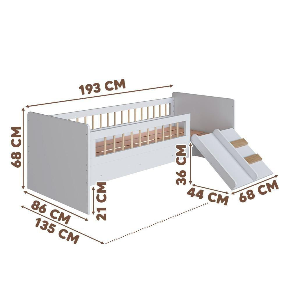 Cama Solteiro Infantil Grade Proteção Branco Dmitri Shop Jm