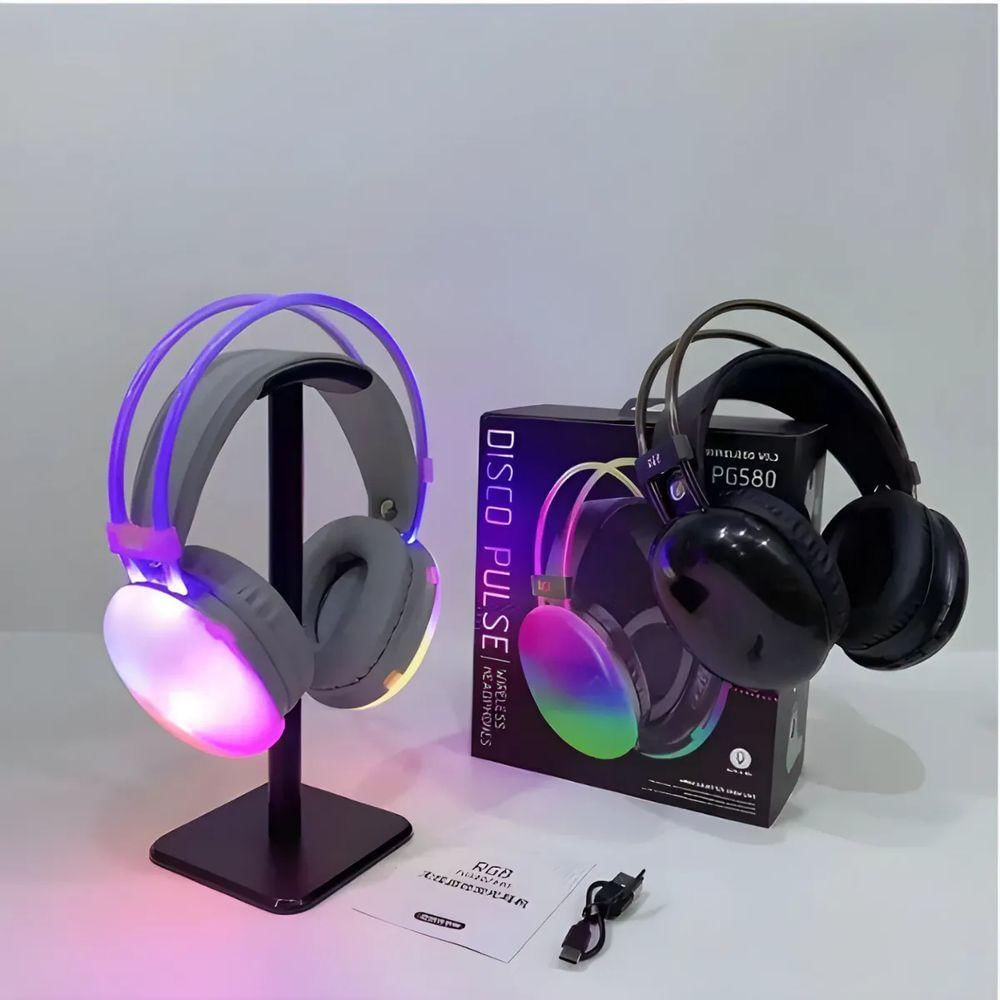 Headset Fone De Ouvido Sem Fio Bluetooth V5.3 Com Led Disco Pulse Pro
