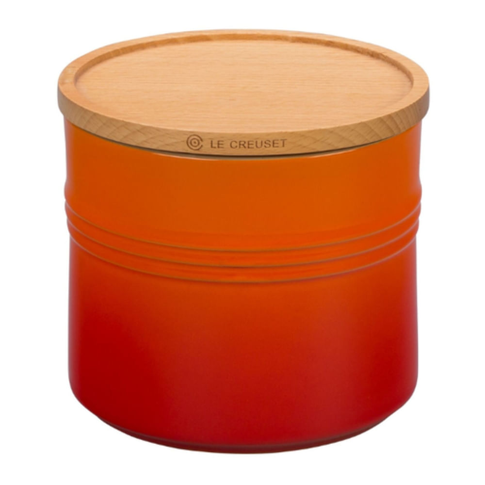 POTE LE CREUSET EM CERÂMICA COM TAMPA DE MADEIRA 1,1 LITROS LARANJA 91044403090000