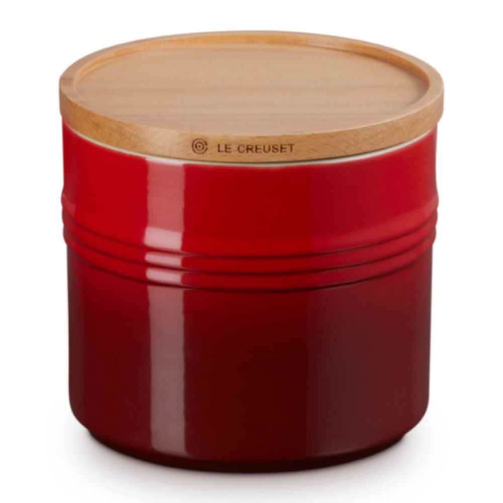 POTE LE CREUSET EM CERÂMICA COM TAMPA DE MADEIRA 1,1 LITROS VERMELHO 91044403060000