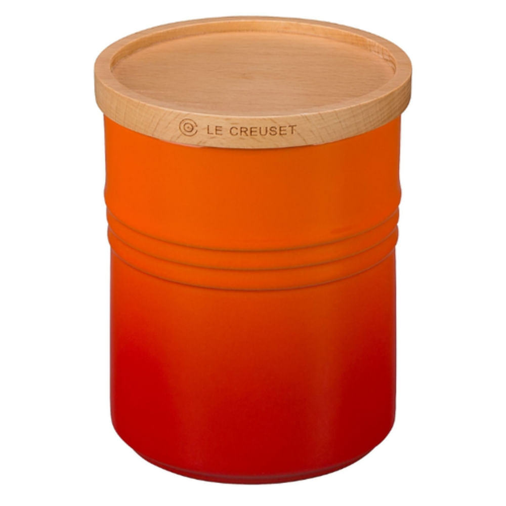 POTE LE CREUSET EM CERÂMICA COM TAMPA DE MADEIRA 1,9 LITROS LARANJA 91044404090000