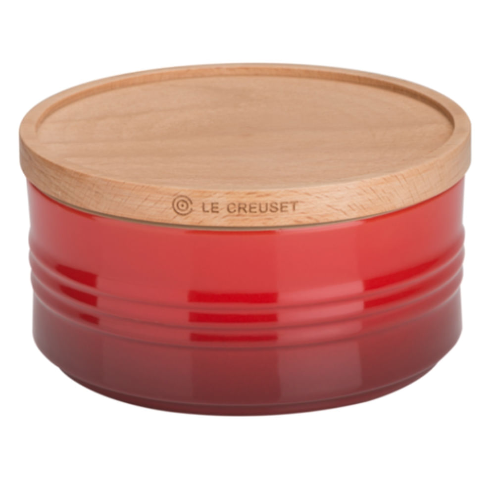 POTE LE CREUSET EM CERÂMICA COM TAMPA DE MADEIRA 420ML VERMELHO 91044402060000