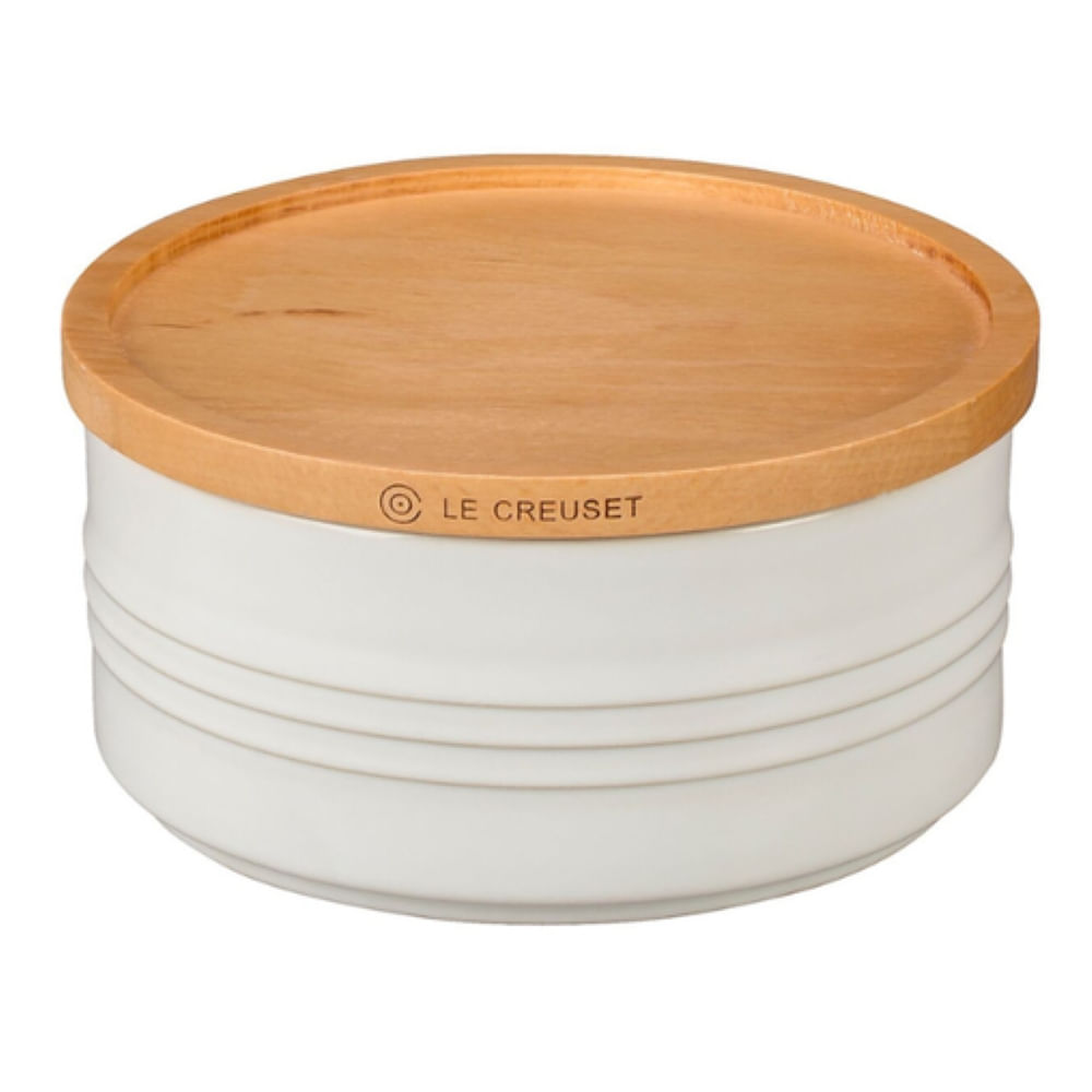 POTE LE CREUSET EM CERÂMICA COM TAMPA DE MADEIRA 420ML BRANCO 91044402010000